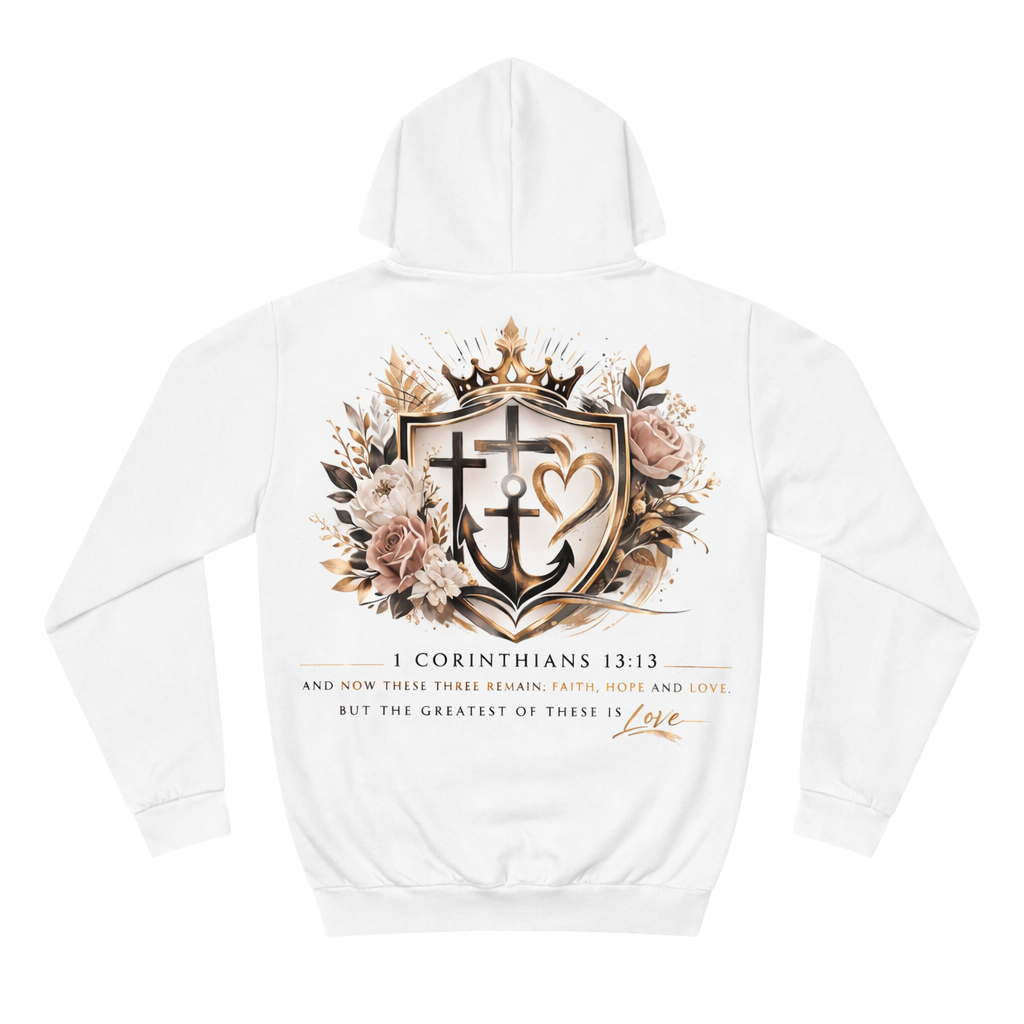 The Legacy Crest Hoodie – Faith • Hope • Love White